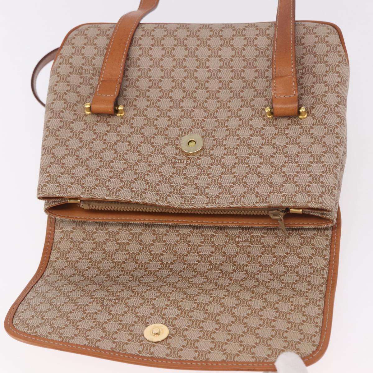 CELINE Macadam Canvas Tote Bag PVC Beige Gold Auth 188484A