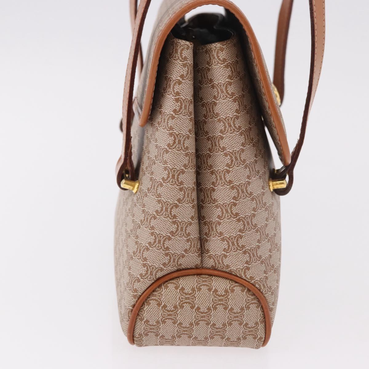 CELINE Macadam Canvas Tote Bag PVC Beige Gold Auth 188484A