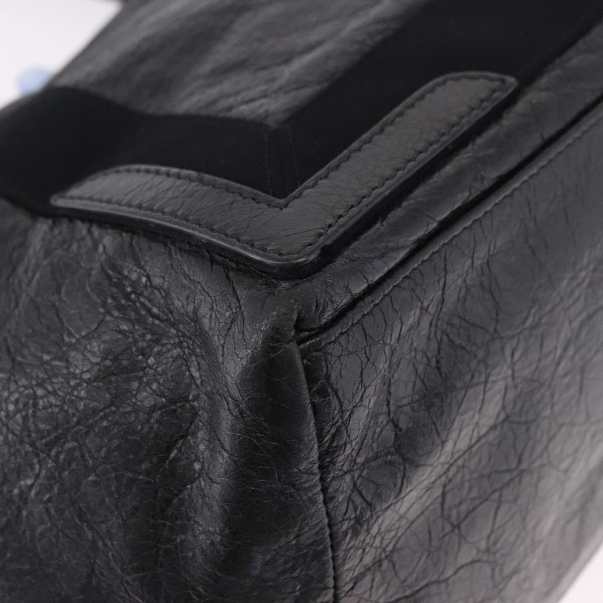 BALENCIAGA Navy Cabas S Hand Bag Leather Black Silver 339933 Auth 188486A