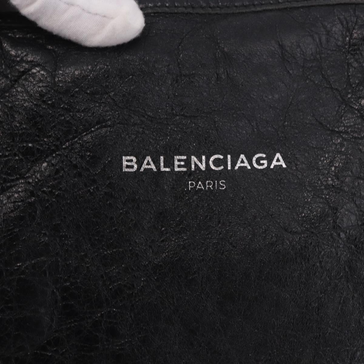 BALENCIAGA Navy Cabas S Hand Bag Leather Black Silver 339933 Auth 188486A