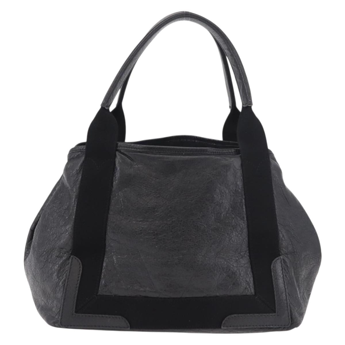 BALENCIAGA Navy Cabas S Hand Bag Leather Black Silver 339933 Auth 188486A