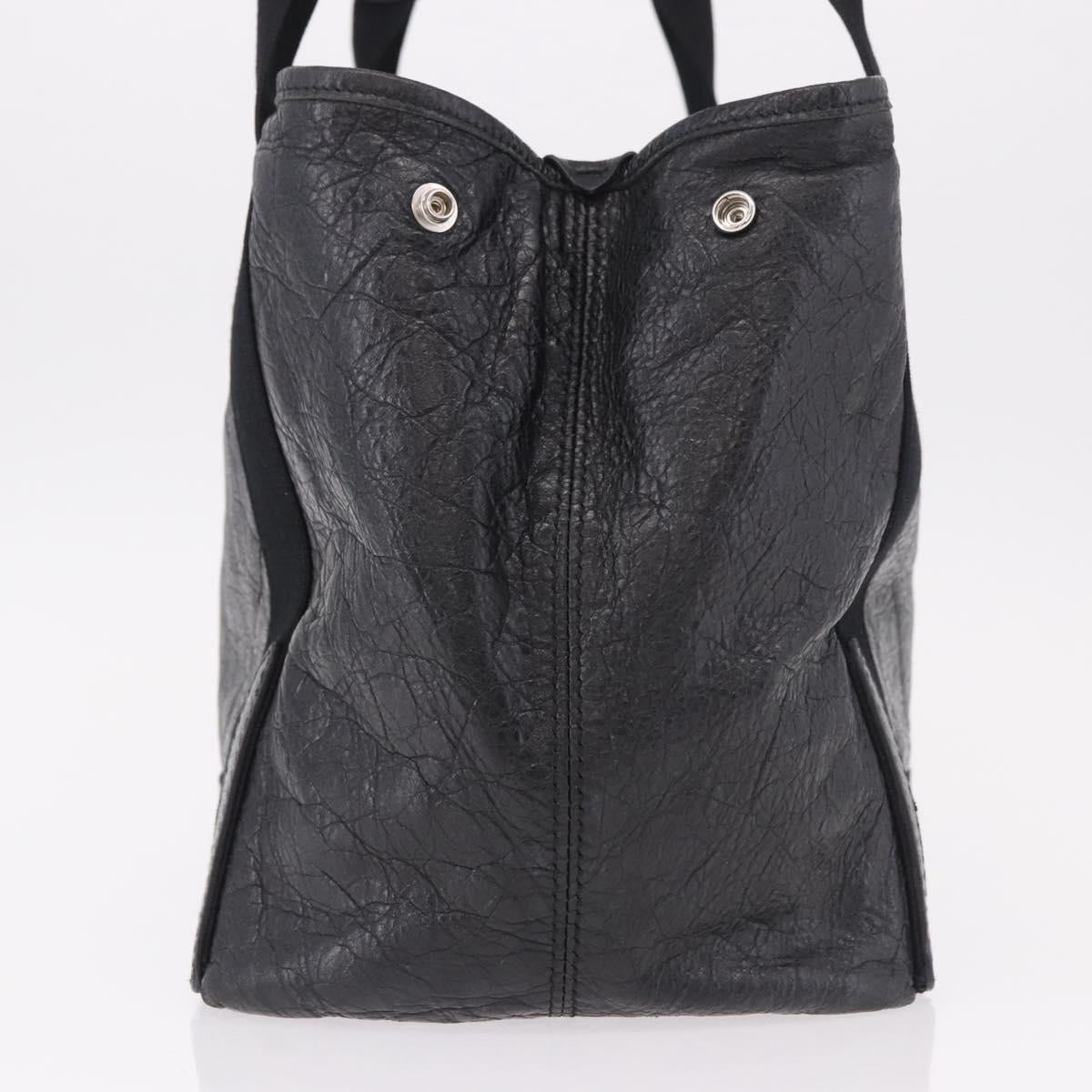 BALENCIAGA Navy Cabas S Hand Bag Leather Black Silver 339933 Auth 188486A