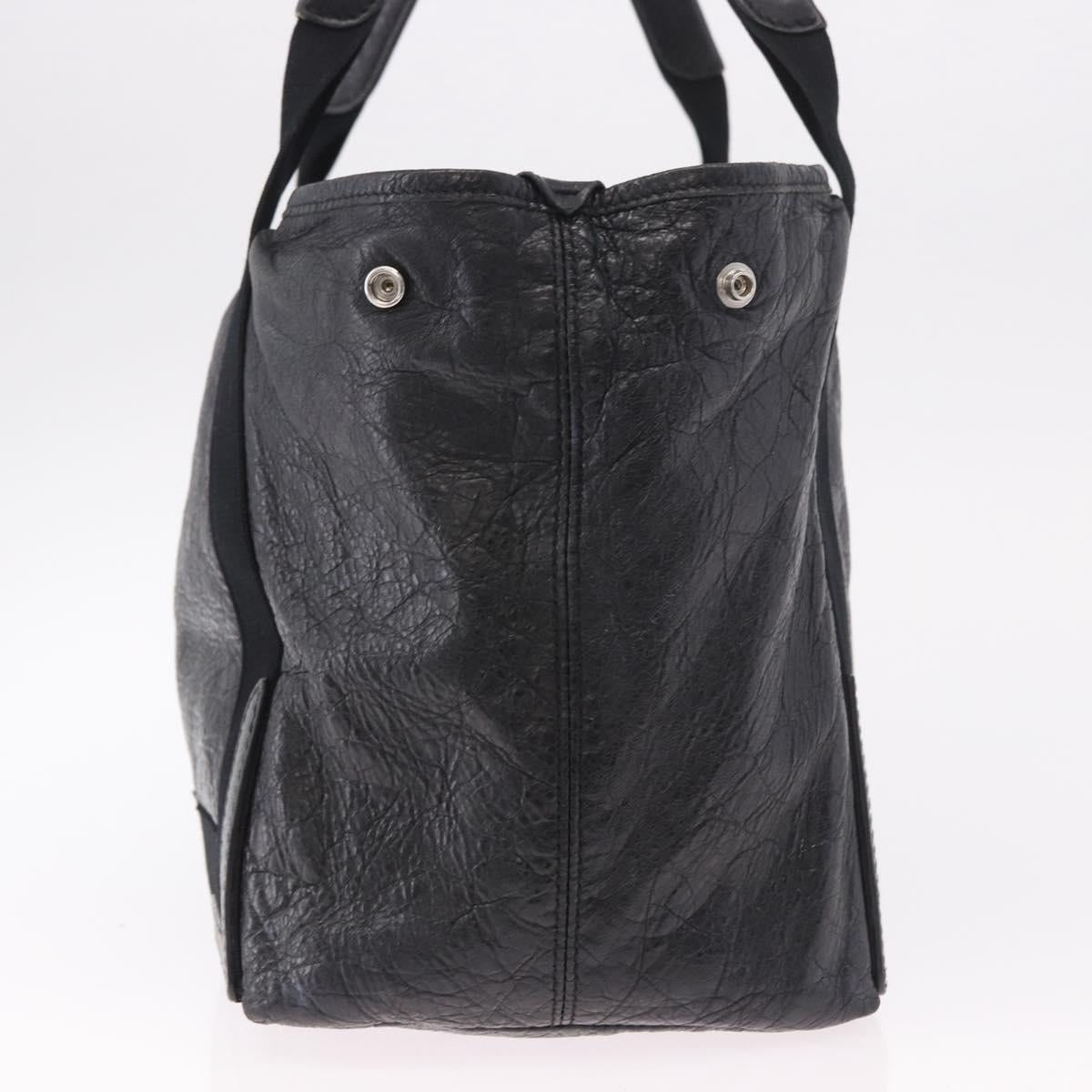 BALENCIAGA Navy Cabas S Hand Bag Leather Black Silver 339933 Auth 188486A