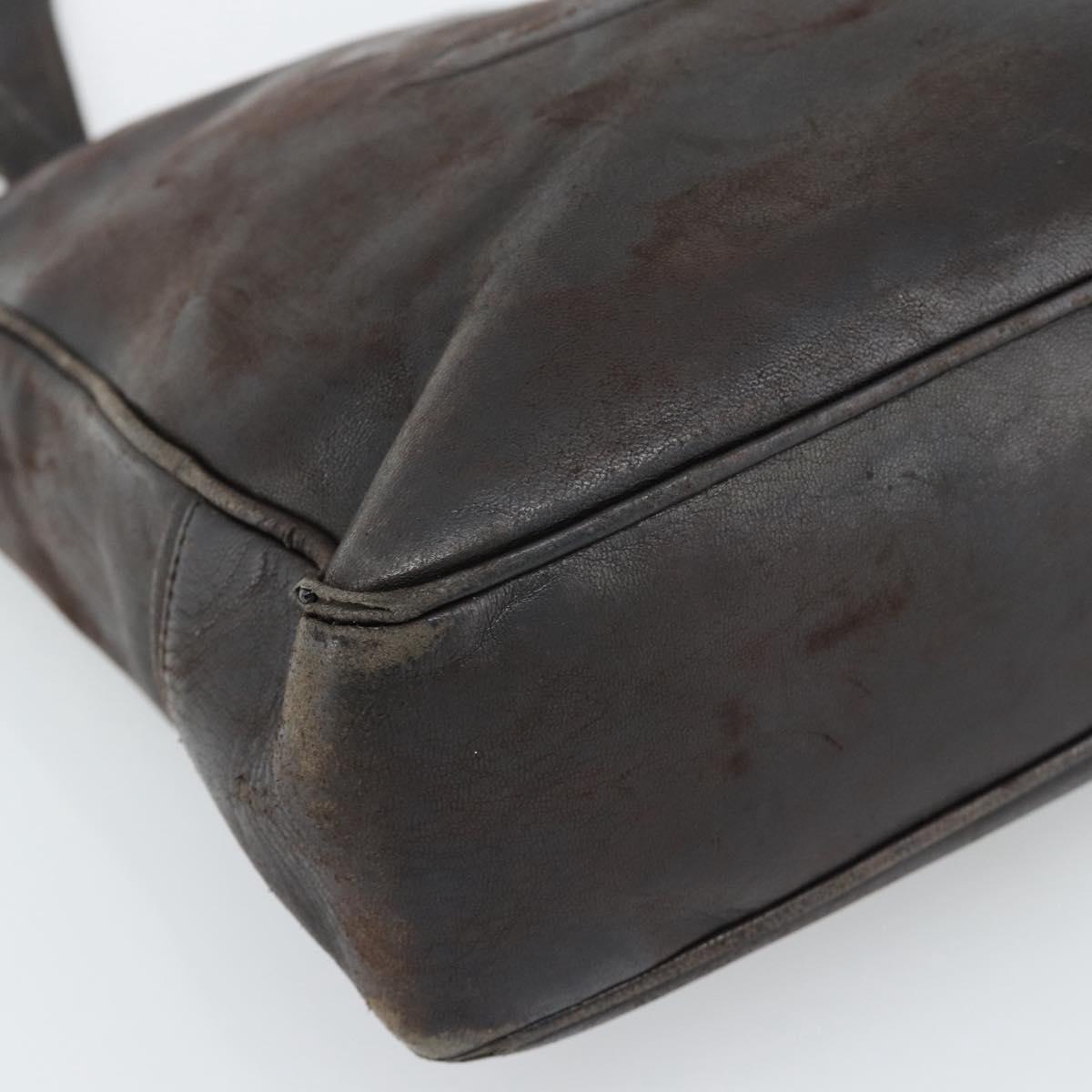 CHANEL Shoulder Bag Leather Brown Gold CC Auth 188488