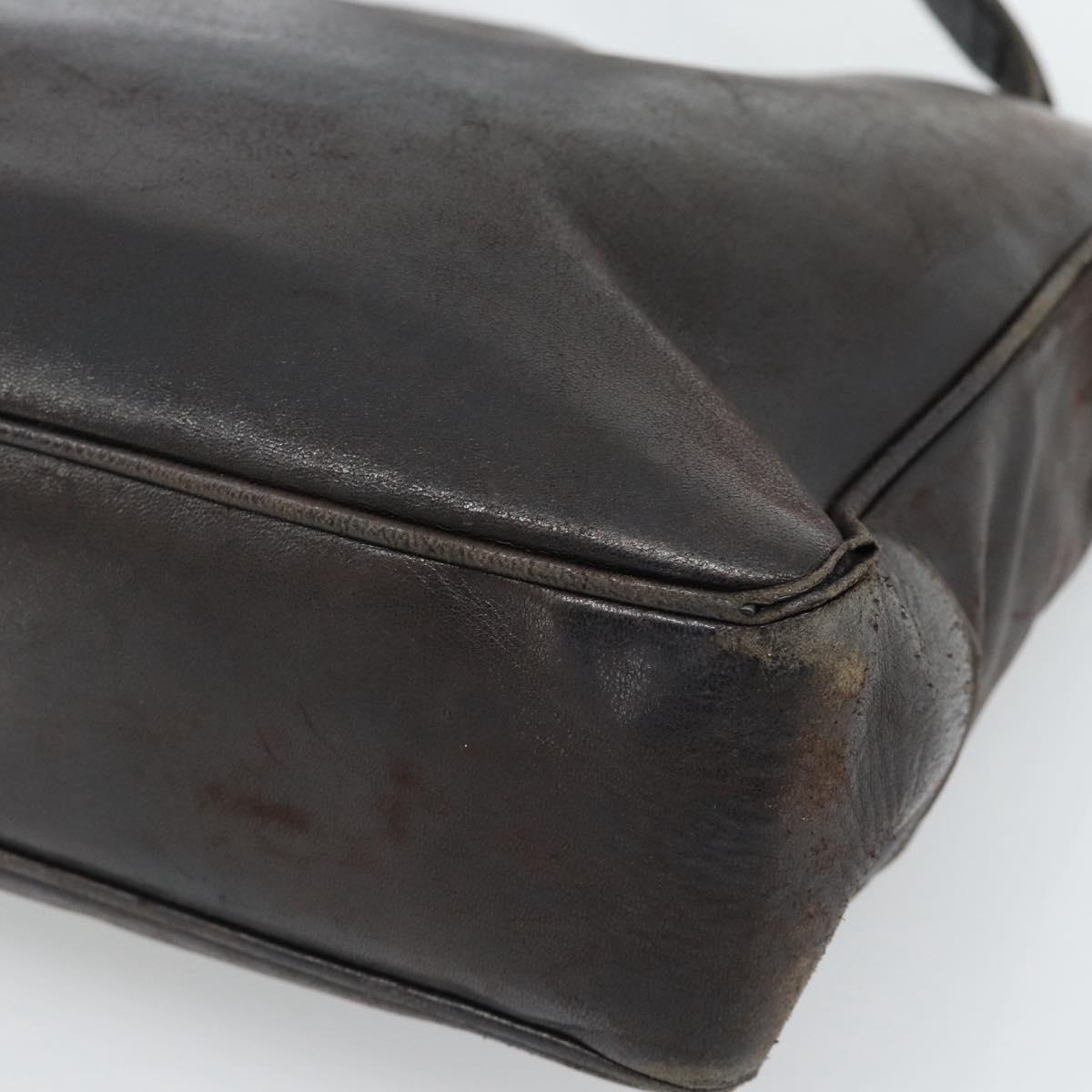 CHANEL Shoulder Bag Leather Brown Gold CC Auth 188488