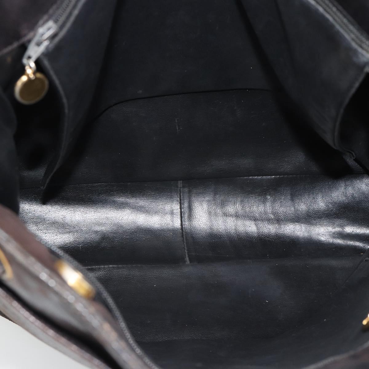 CHANEL Shoulder Bag Leather Brown Gold CC Auth 188488