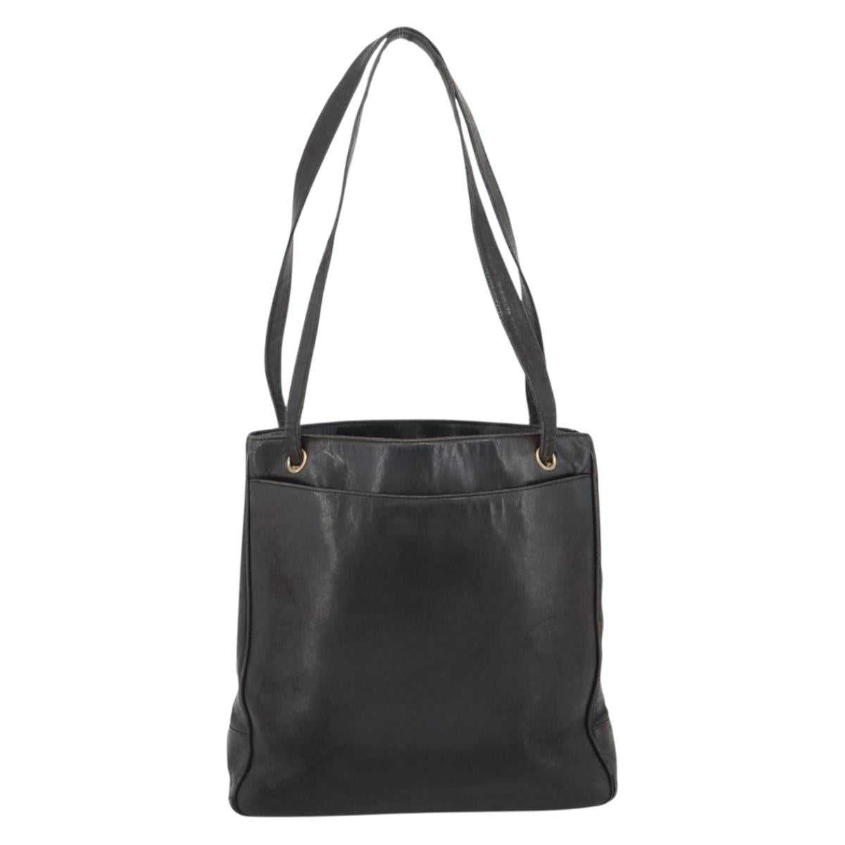 CHANEL Shoulder Bag Leather Brown Gold CC Auth 188488
