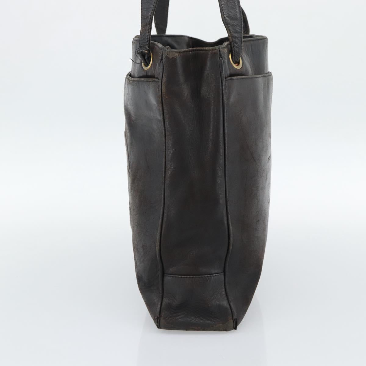CHANEL Shoulder Bag Leather Brown Gold CC Auth 188488