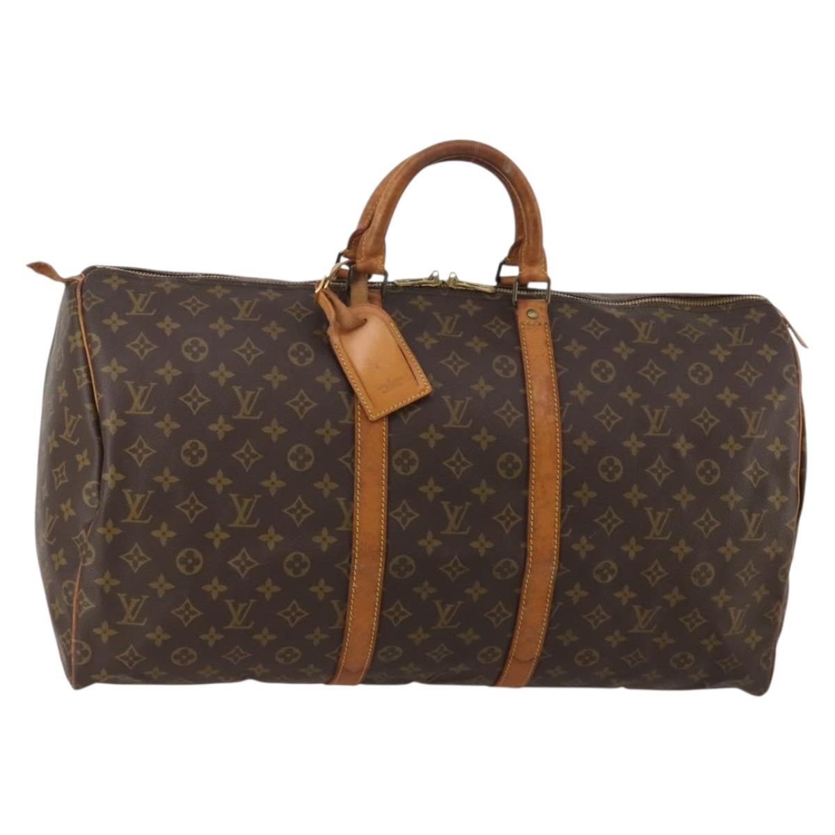 LOUIS VUITTON Monogram Keepall 55 Boston Bag M41424 LV Auth 188491