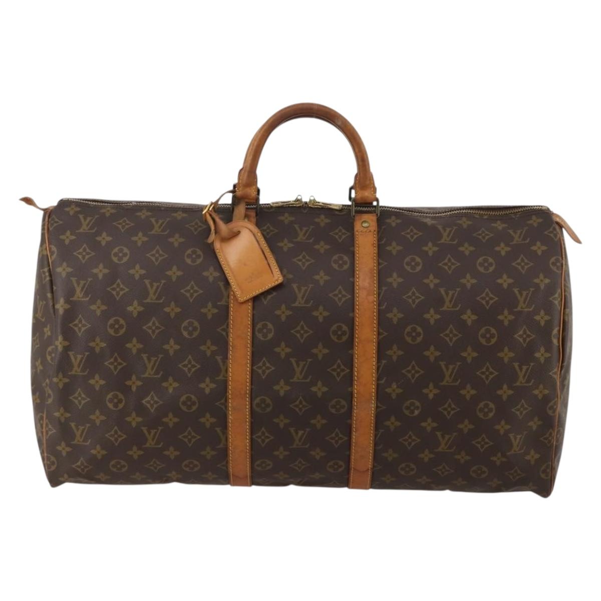 LOUIS VUITTON Monogram Keepall 55 Boston Bag M41424 LV Auth 188491