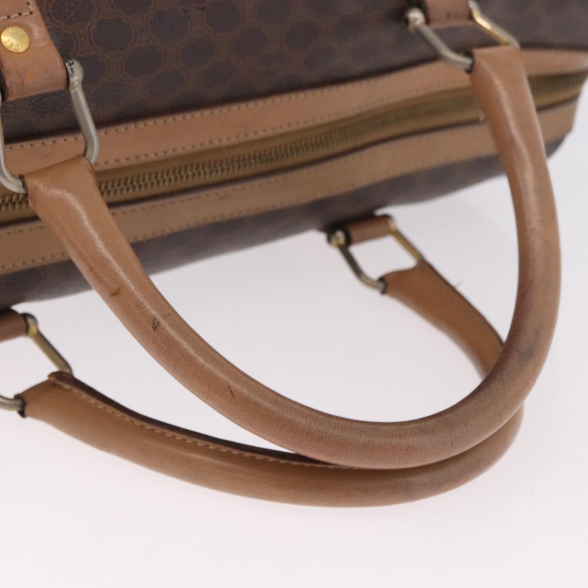 CELINE Macadam Canvas Boston Bag PVC Leather Brown Gold Auth 188493