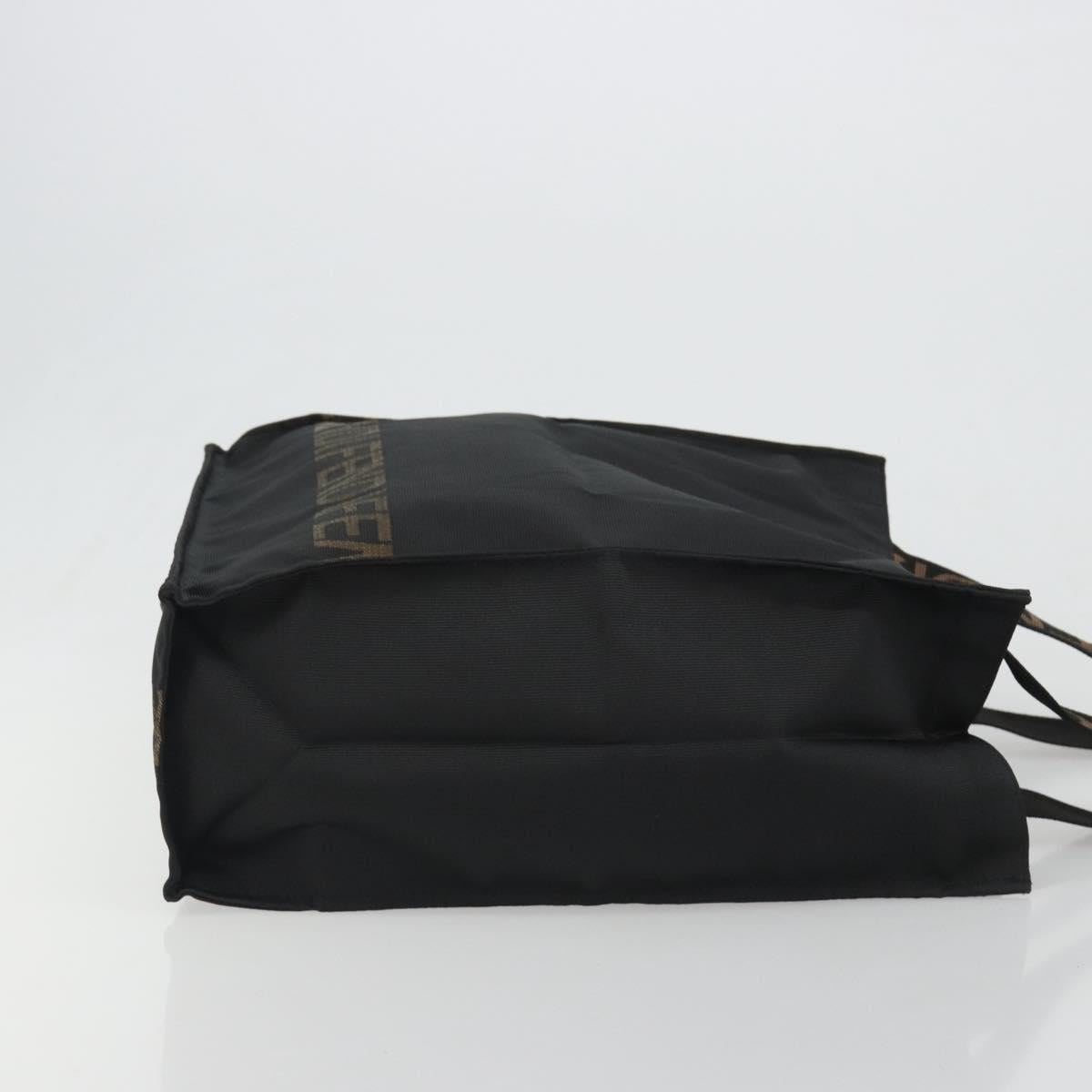 FENDI Hand Bag Canvas Black Gold Auth 188494A