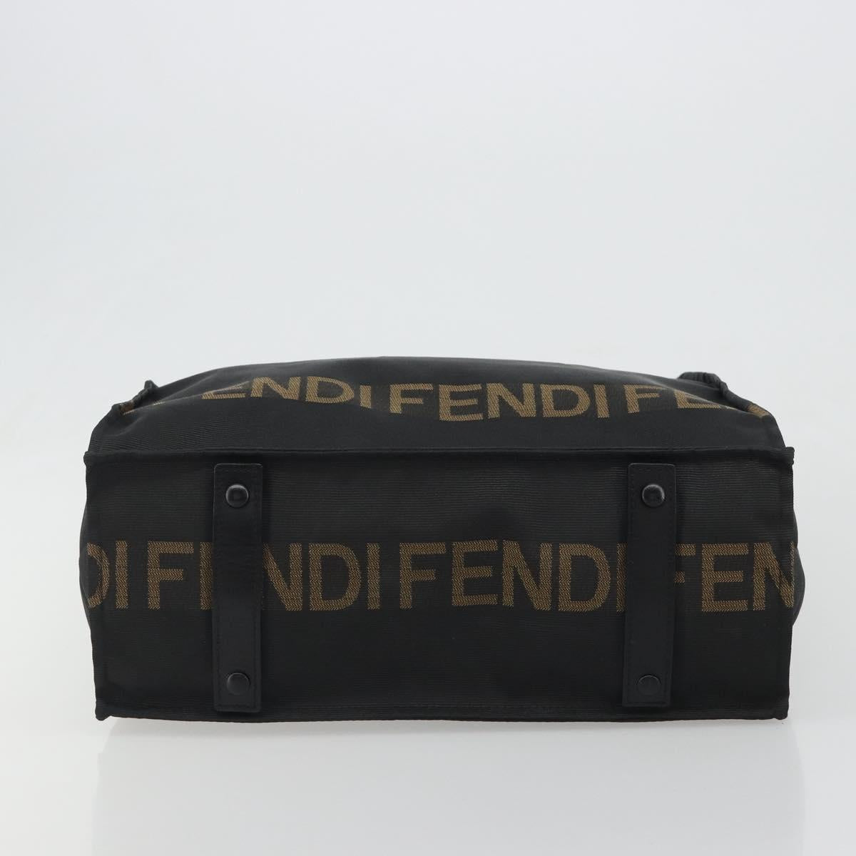 FENDI Hand Bag Canvas Black Gold Auth 188494A