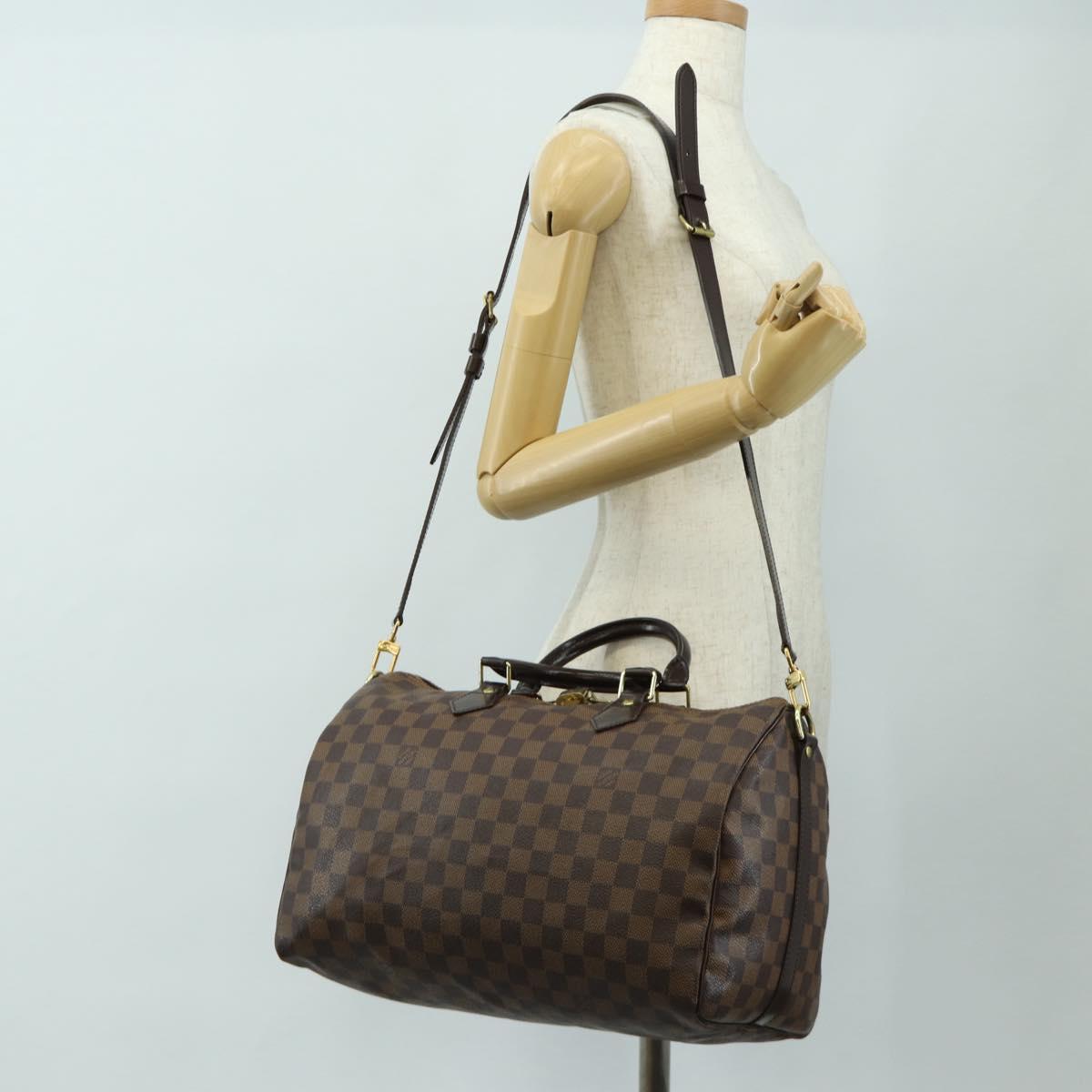 LOUIS VUITTON Damier Ebene Speedy Bandouliere 35 Hand Bag N41366 Auth 188496SAV