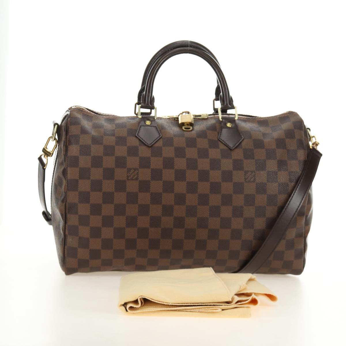 LOUIS VUITTON Damier Ebene Speedy Bandouliere 35 Hand Bag N41366 Auth 188496SAV