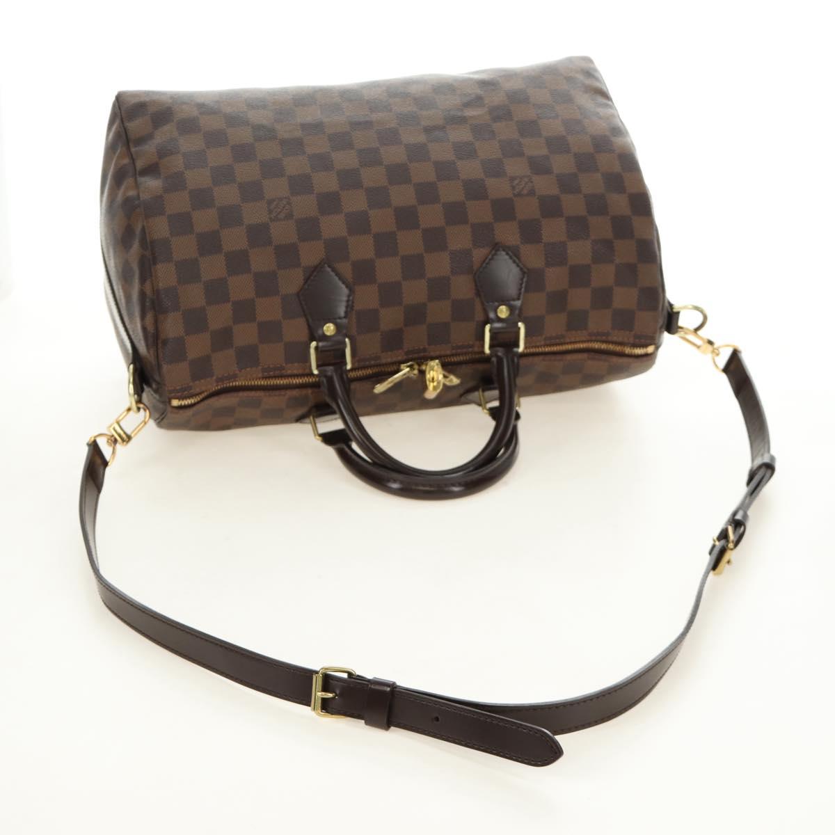LOUIS VUITTON Damier Ebene Speedy Bandouliere 35 Hand Bag N41366 Auth 188496SAV