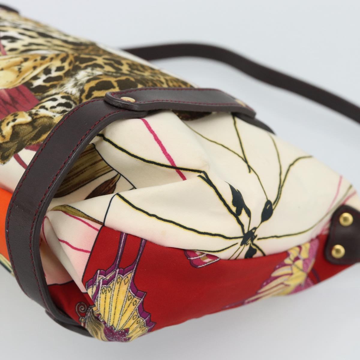 Salvatore Ferragamo Animal Pattern Hand Bag Nylon Beige Gold Auth 188499