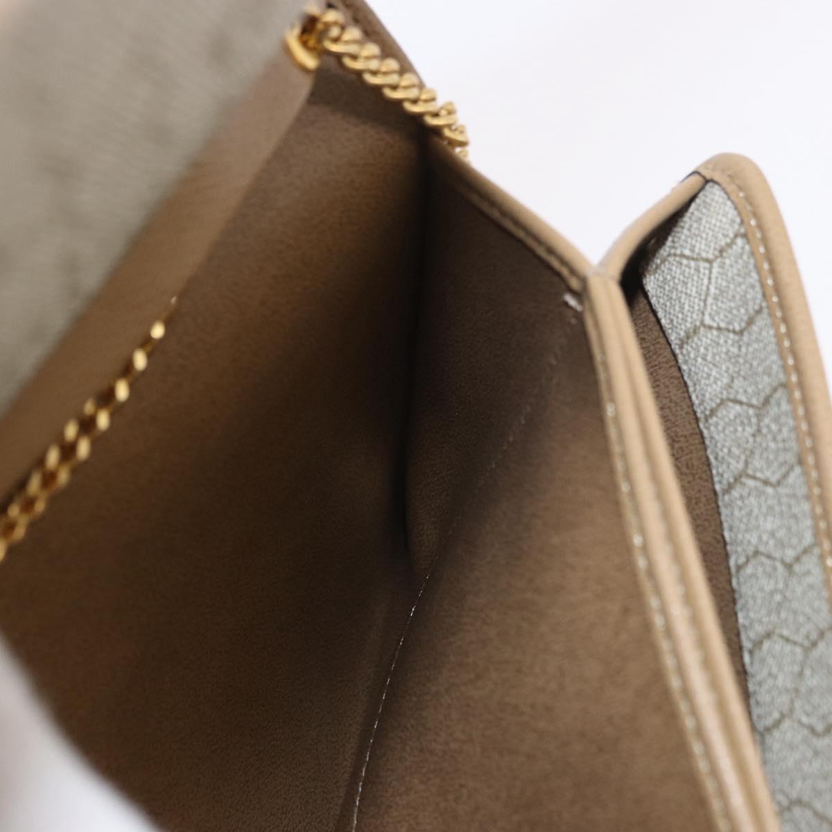 Christian Dior Chain Shoulder Bag Leather Beige Gold Auth 188501