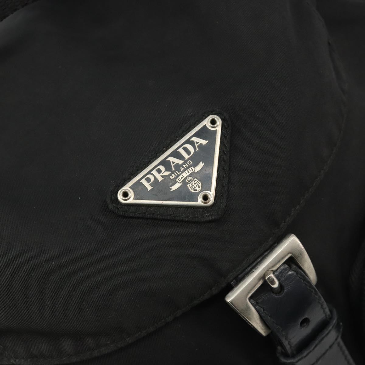 PRADA Backpack Nylon Black Silver Auth 188504