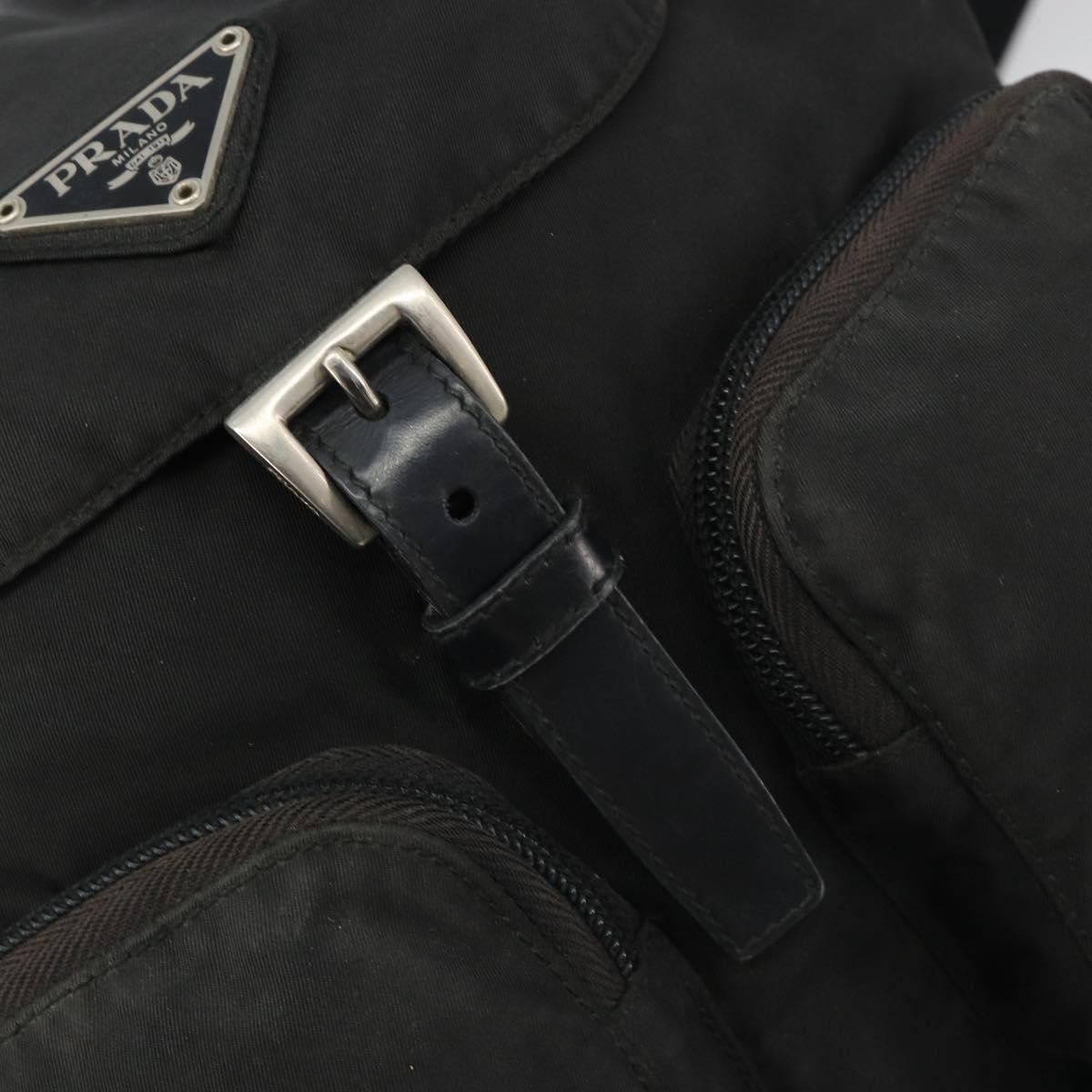PRADA Backpack Nylon Black Silver Auth 188504
