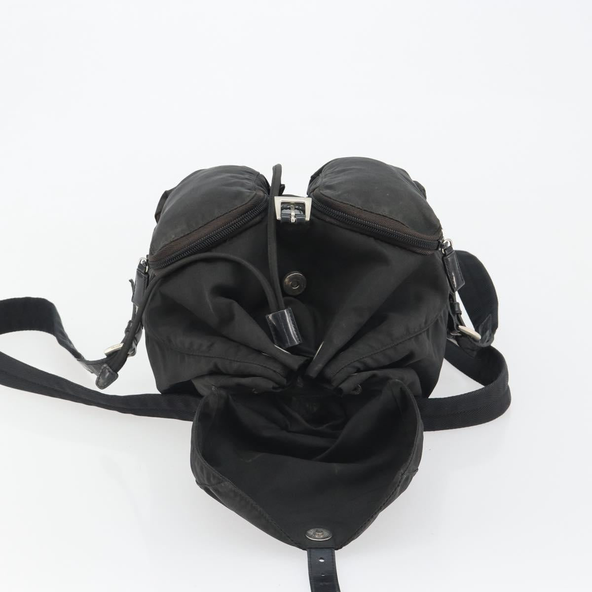 PRADA Backpack Nylon Black Silver Auth 188504