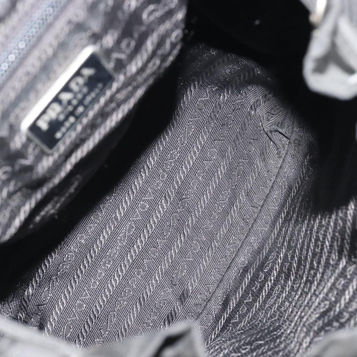 PRADA Backpack Nylon Black Silver Auth 188504
