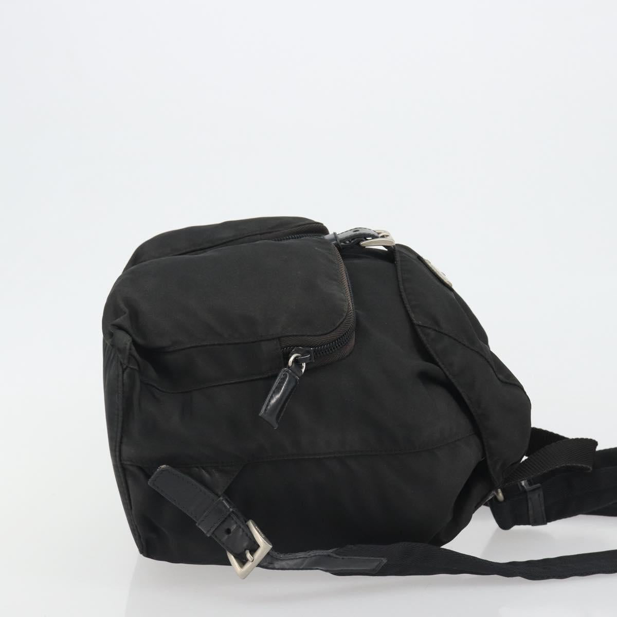 PRADA Backpack Nylon Black Silver Auth 188504