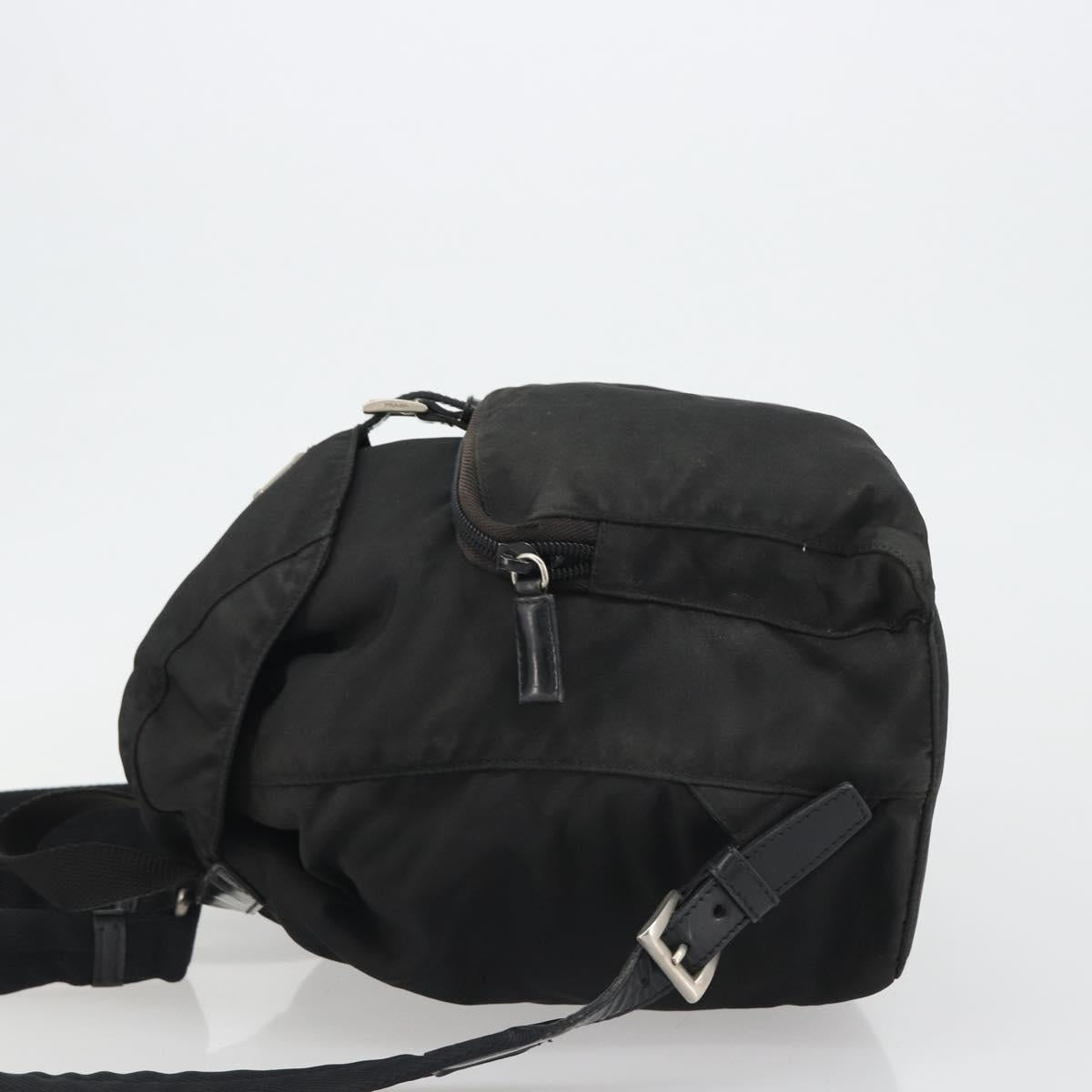PRADA Backpack Nylon Black Silver Auth 188504