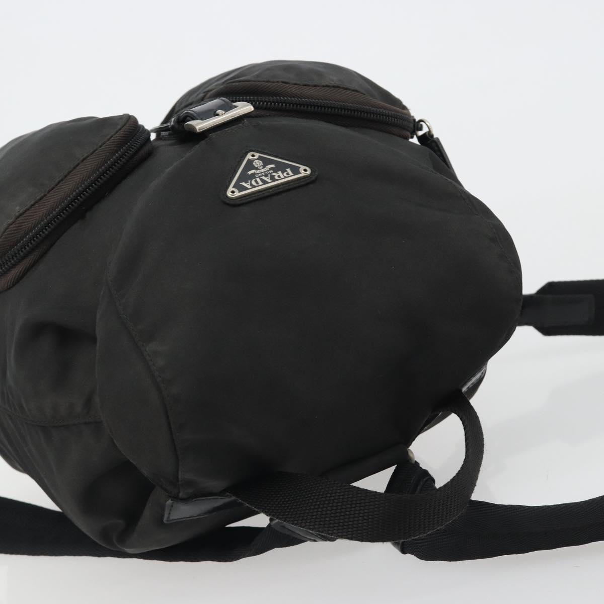 PRADA Backpack Nylon Black Silver Auth 188504