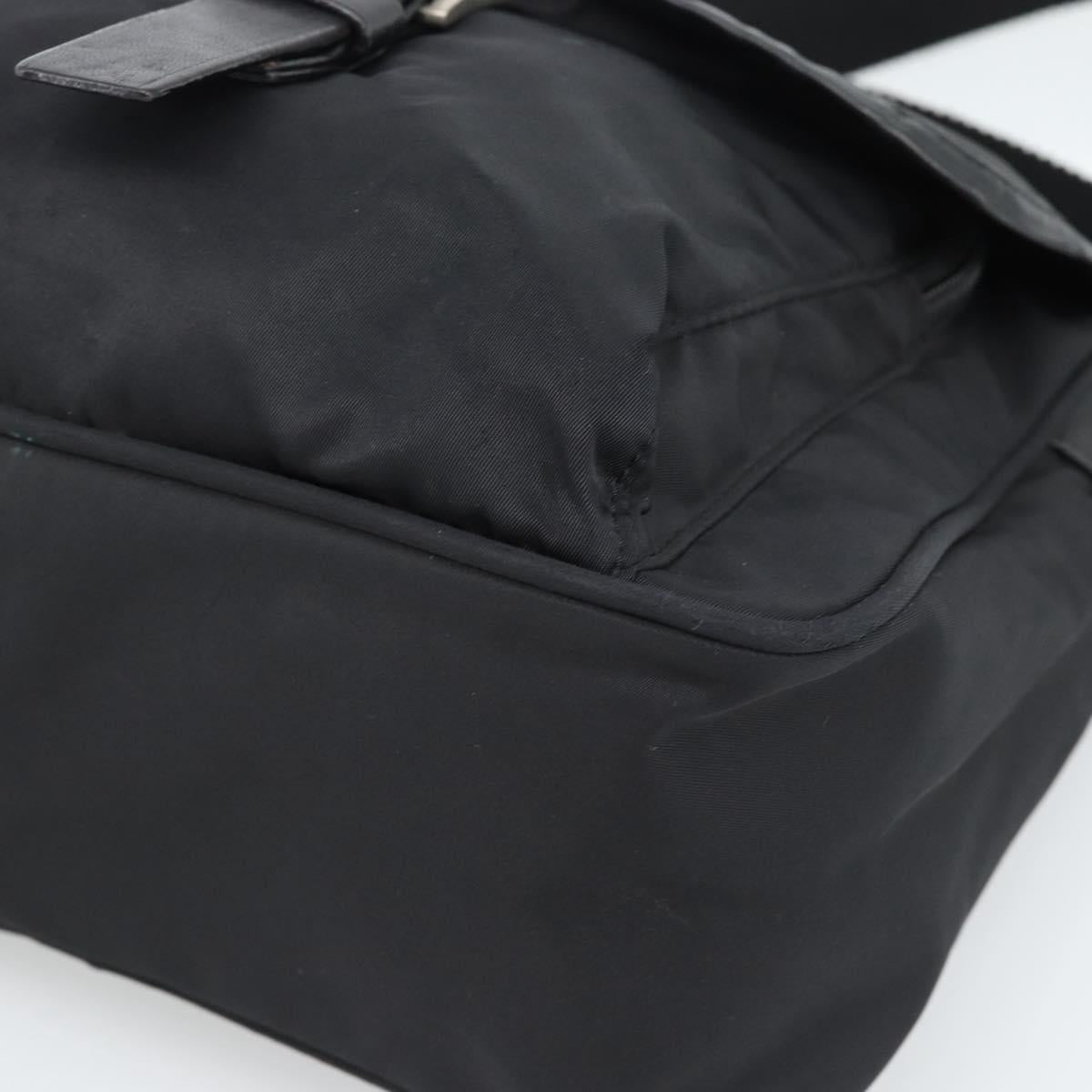 PRADA Shoulder Bag Nylon Black Silver Auth 188514