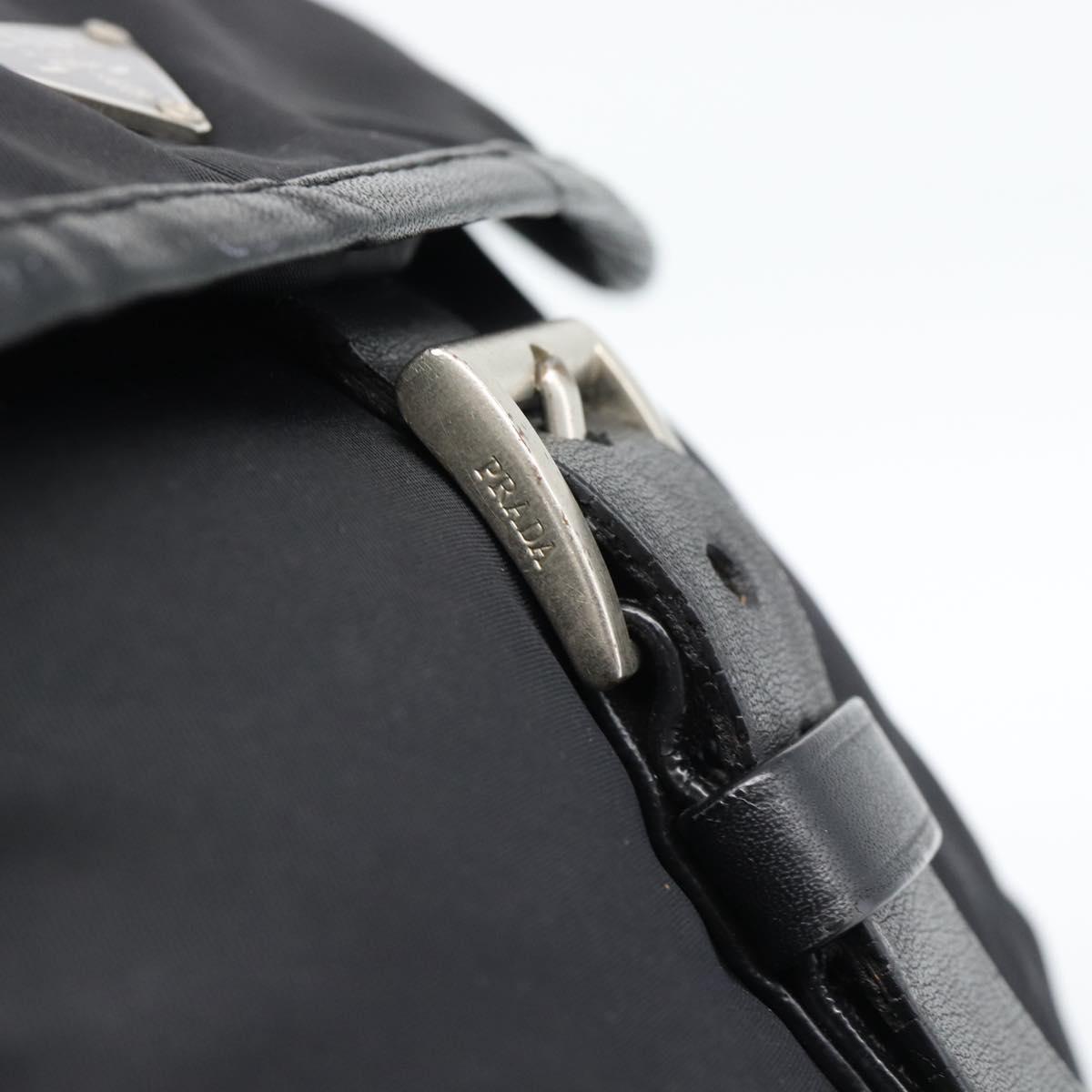 PRADA Shoulder Bag Nylon Black Silver Auth 188514