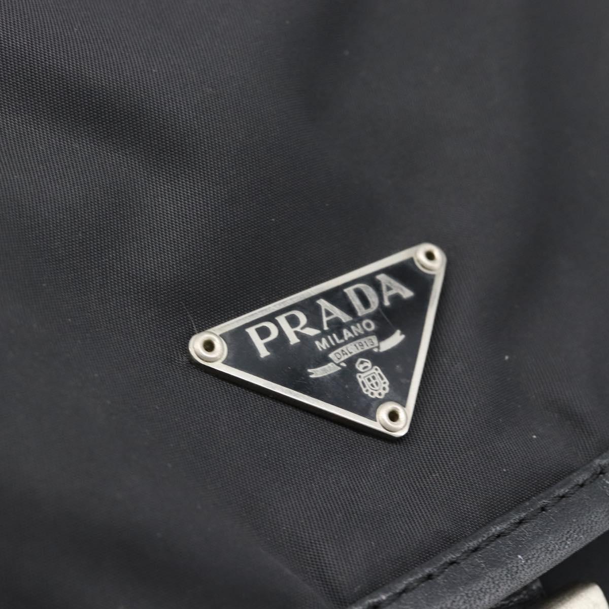 PRADA Shoulder Bag Nylon Black Silver Auth 188514