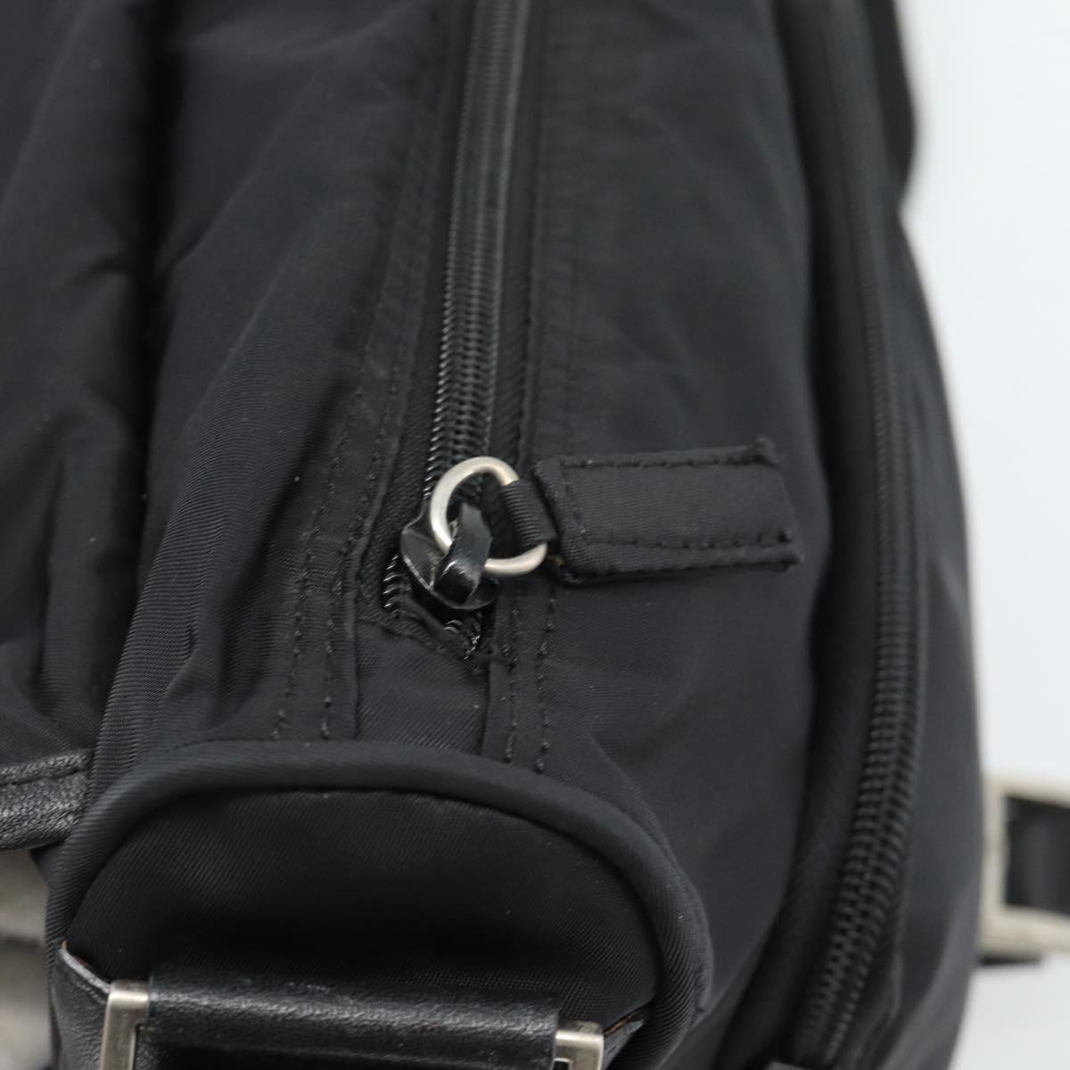 PRADA Shoulder Bag Nylon Black Silver Auth 188514