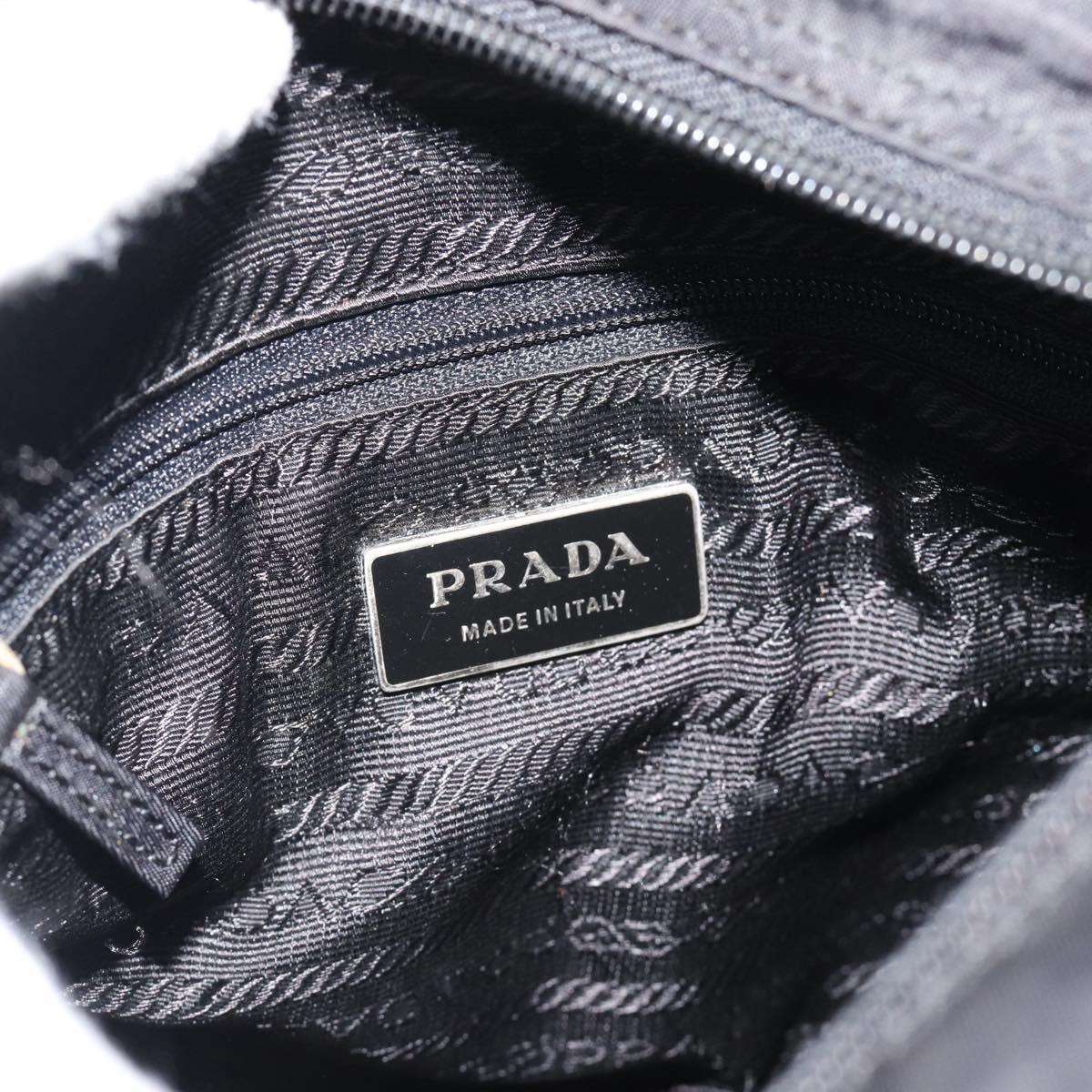 PRADA Shoulder Bag Nylon Black Silver Auth 188514