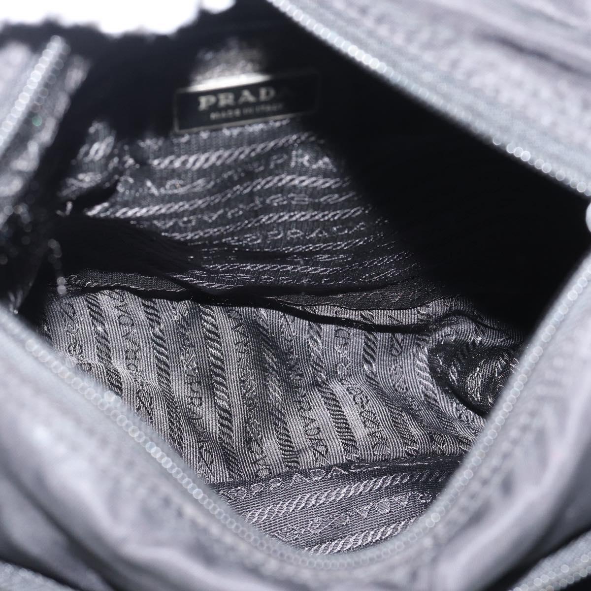 PRADA Shoulder Bag Nylon Black Silver Auth 188514