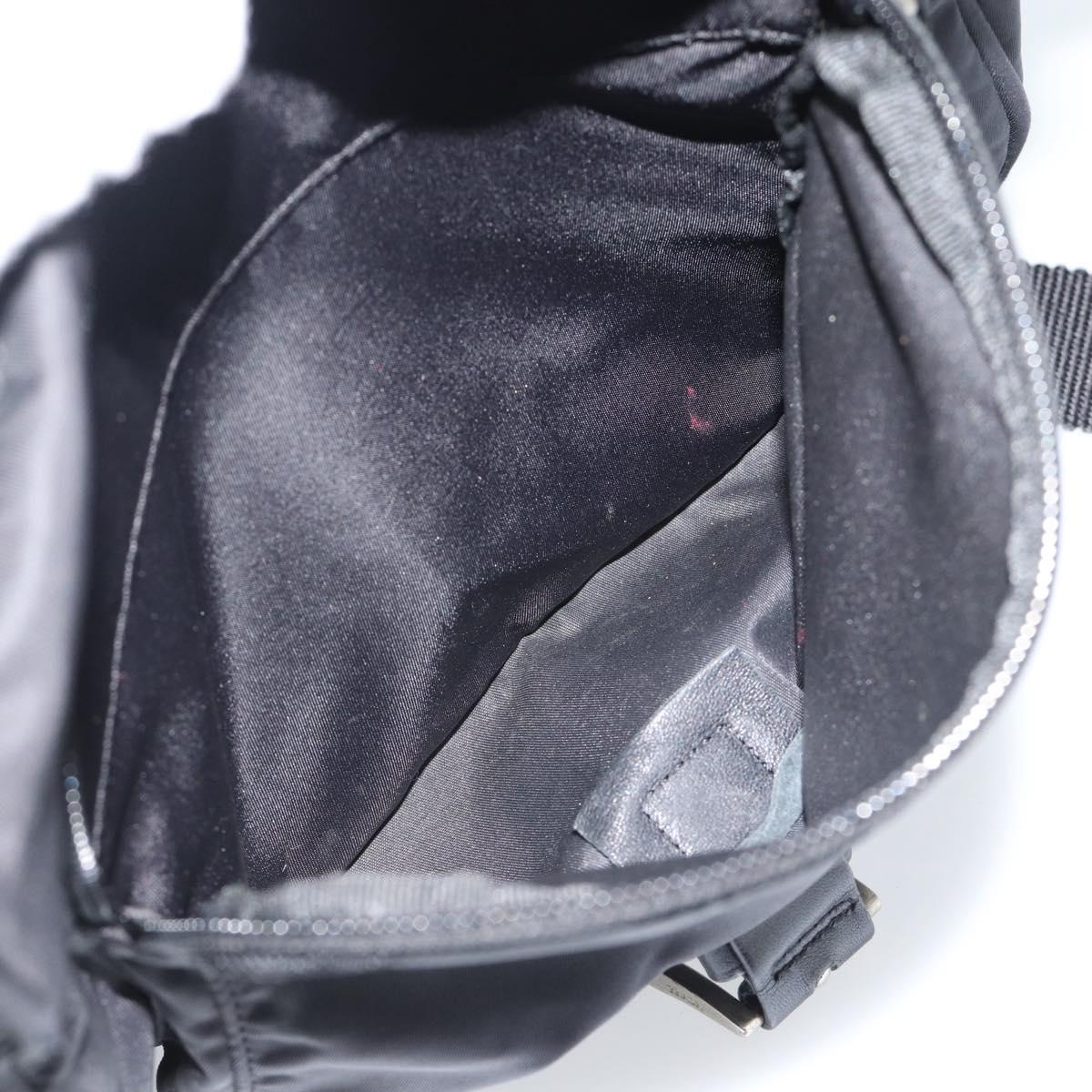 PRADA Shoulder Bag Nylon Black Silver Auth 188514