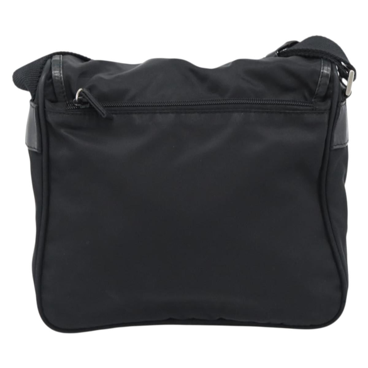 PRADA Shoulder Bag Nylon Black Silver Auth 188514
