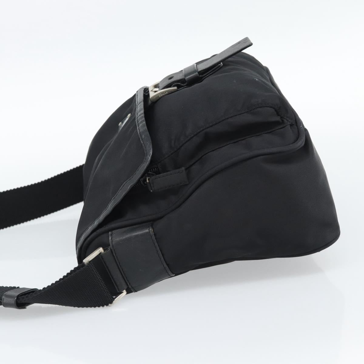 PRADA Shoulder Bag Nylon Black Silver Auth 188514