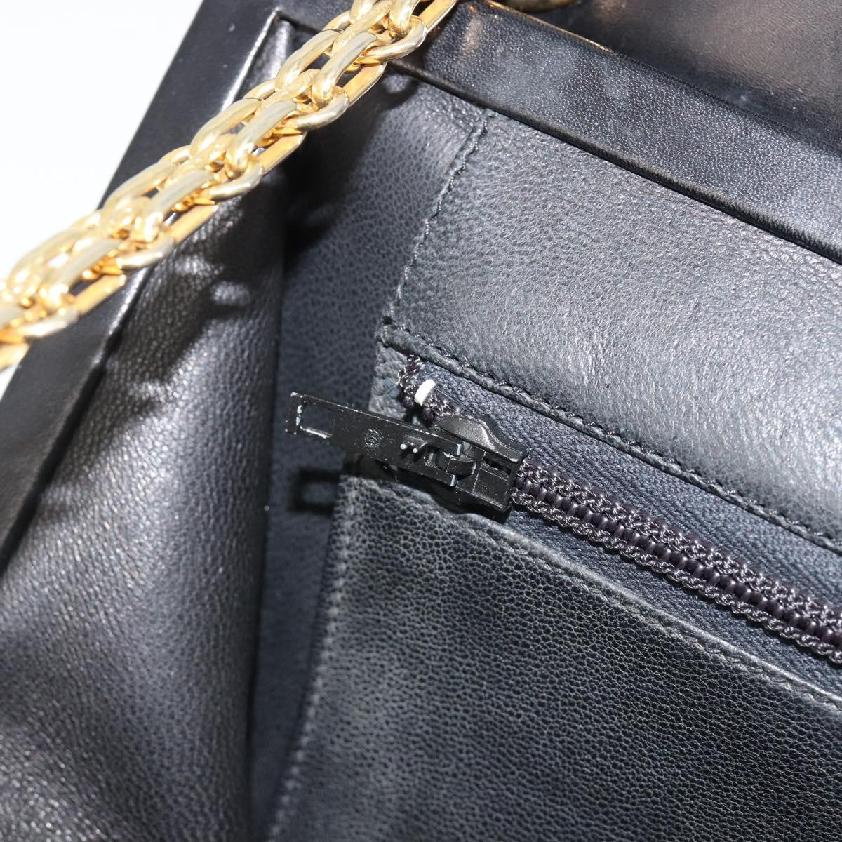 CHANEL Chain Shoulder Bag Leather Black Gold CC Auth 188521