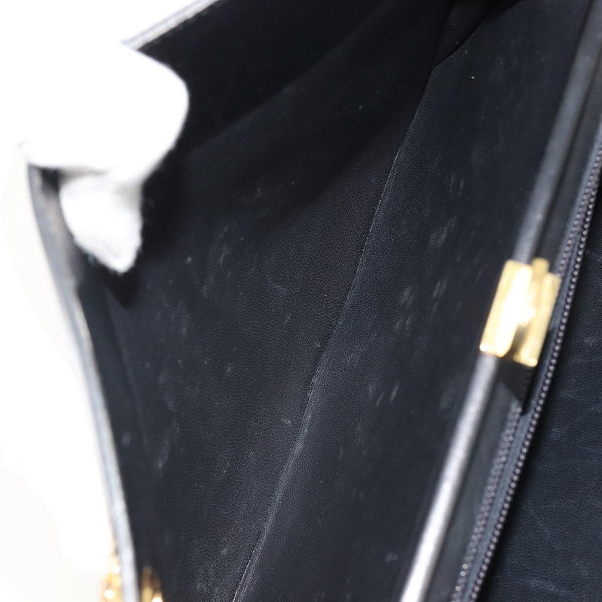 CHANEL Chain Shoulder Bag Leather Black Gold CC Auth 188521