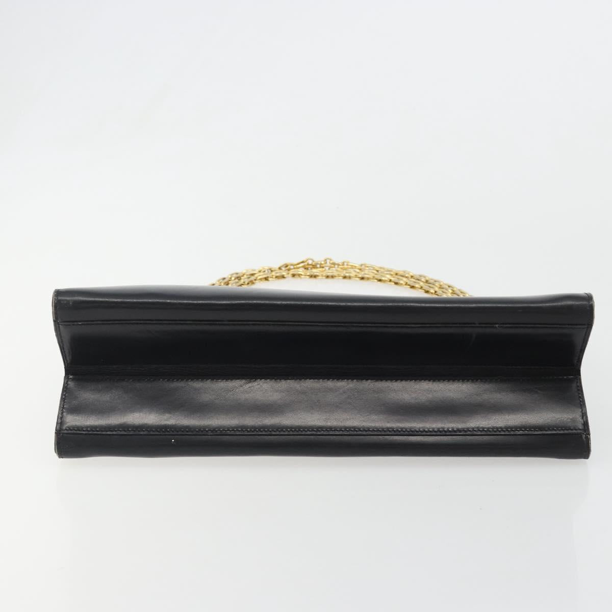 CHANEL Chain Shoulder Bag Leather Black Gold CC Auth 188521