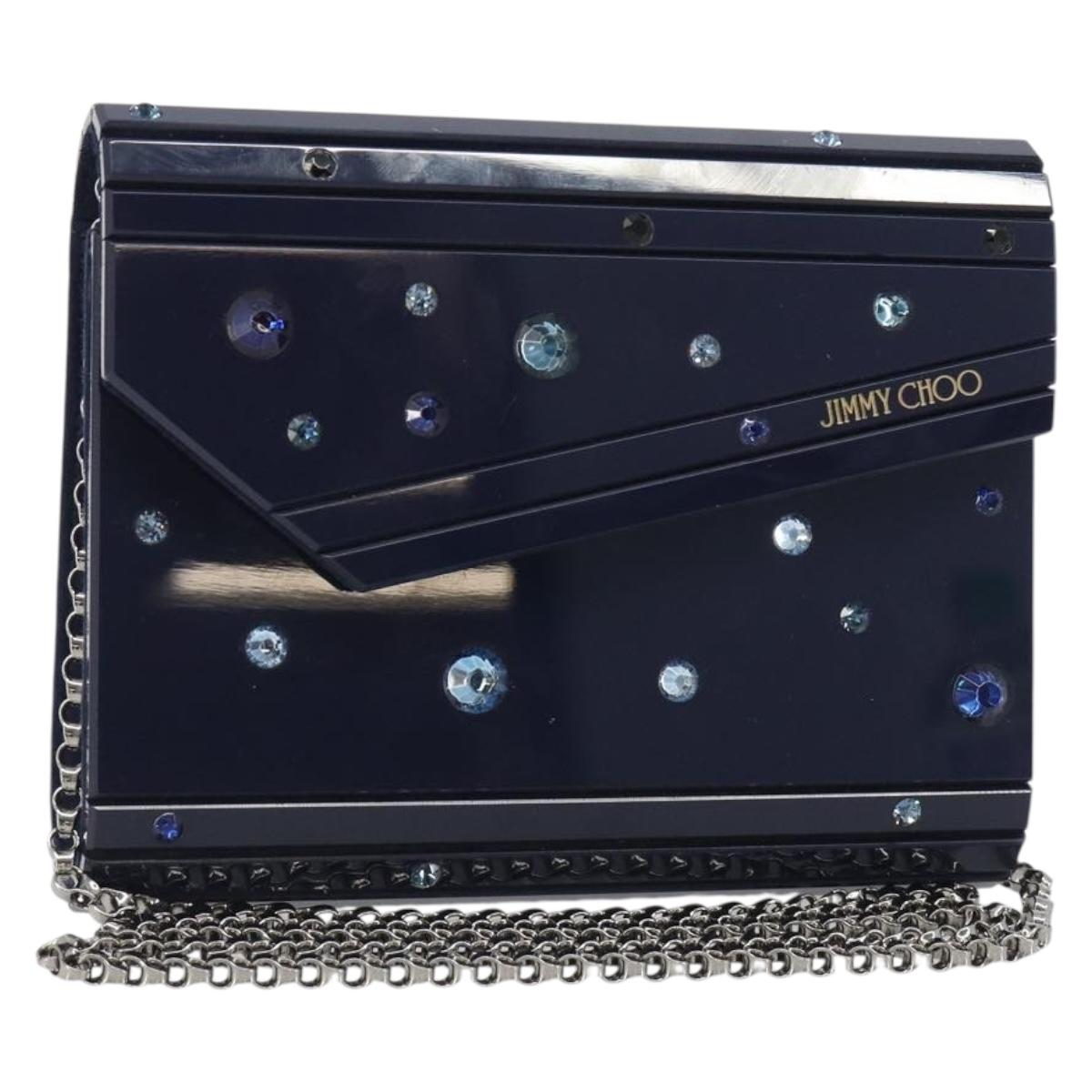 Jimmy Choo Chain Shoulder Bag plastic Navy Auth 188525