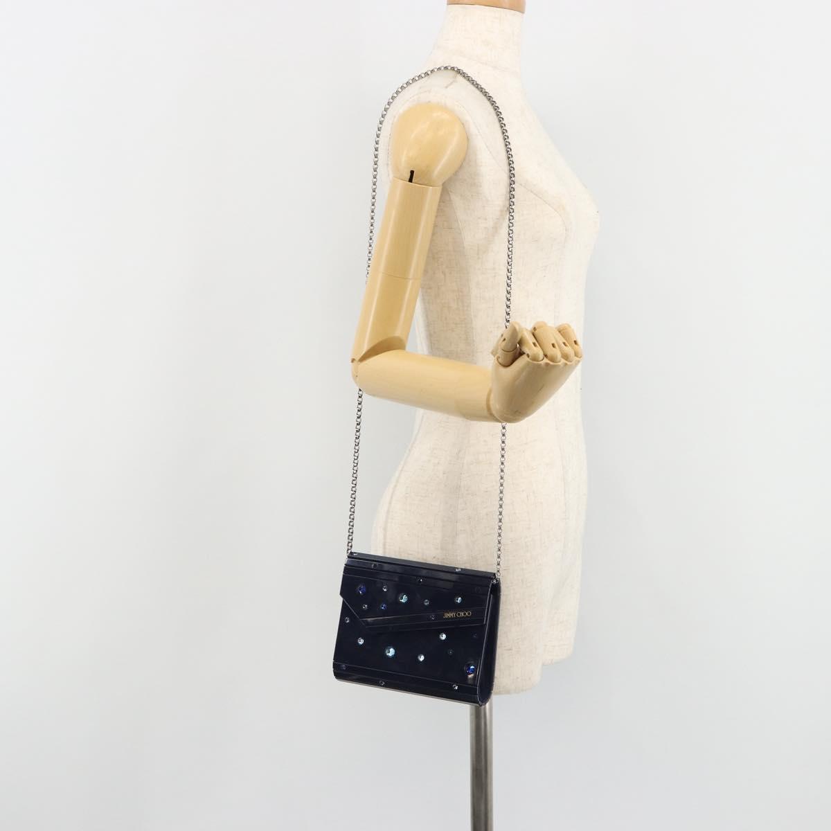 Jimmy Choo Chain Shoulder Bag plastic Navy Auth 188525
