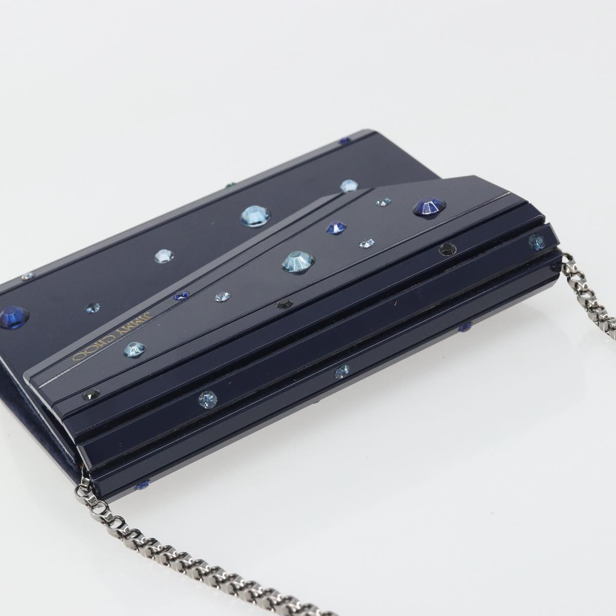 Jimmy Choo Chain Shoulder Bag plastic Navy Auth 188525