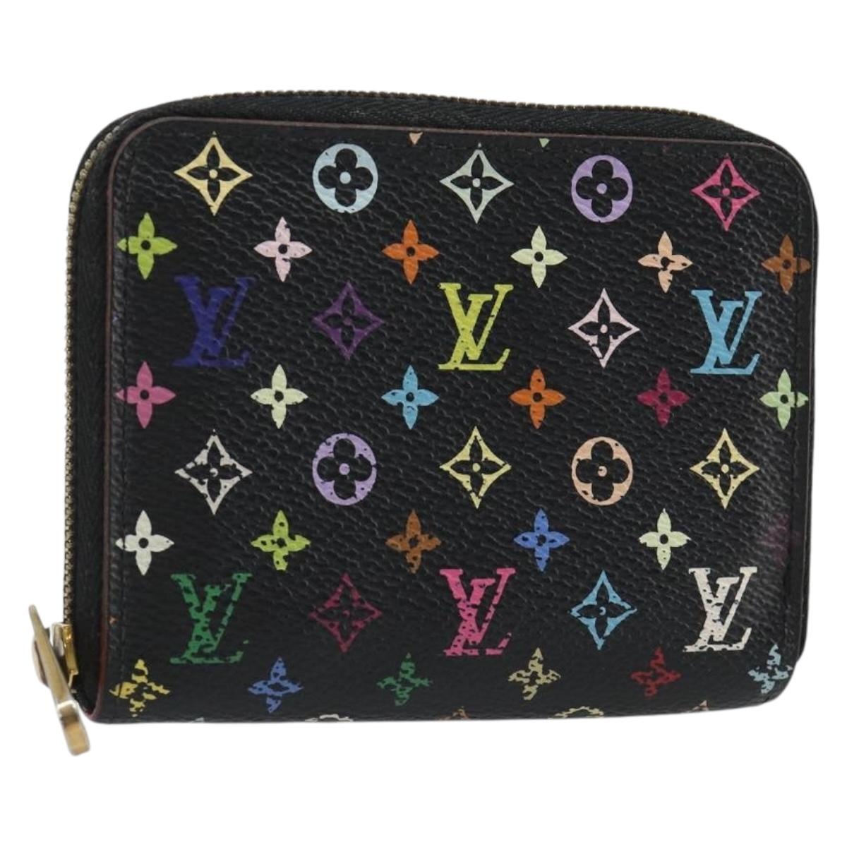 LOUIS VUITTON Multicolor Zippy Coin Purse Black M93740 LV Auth 188528A