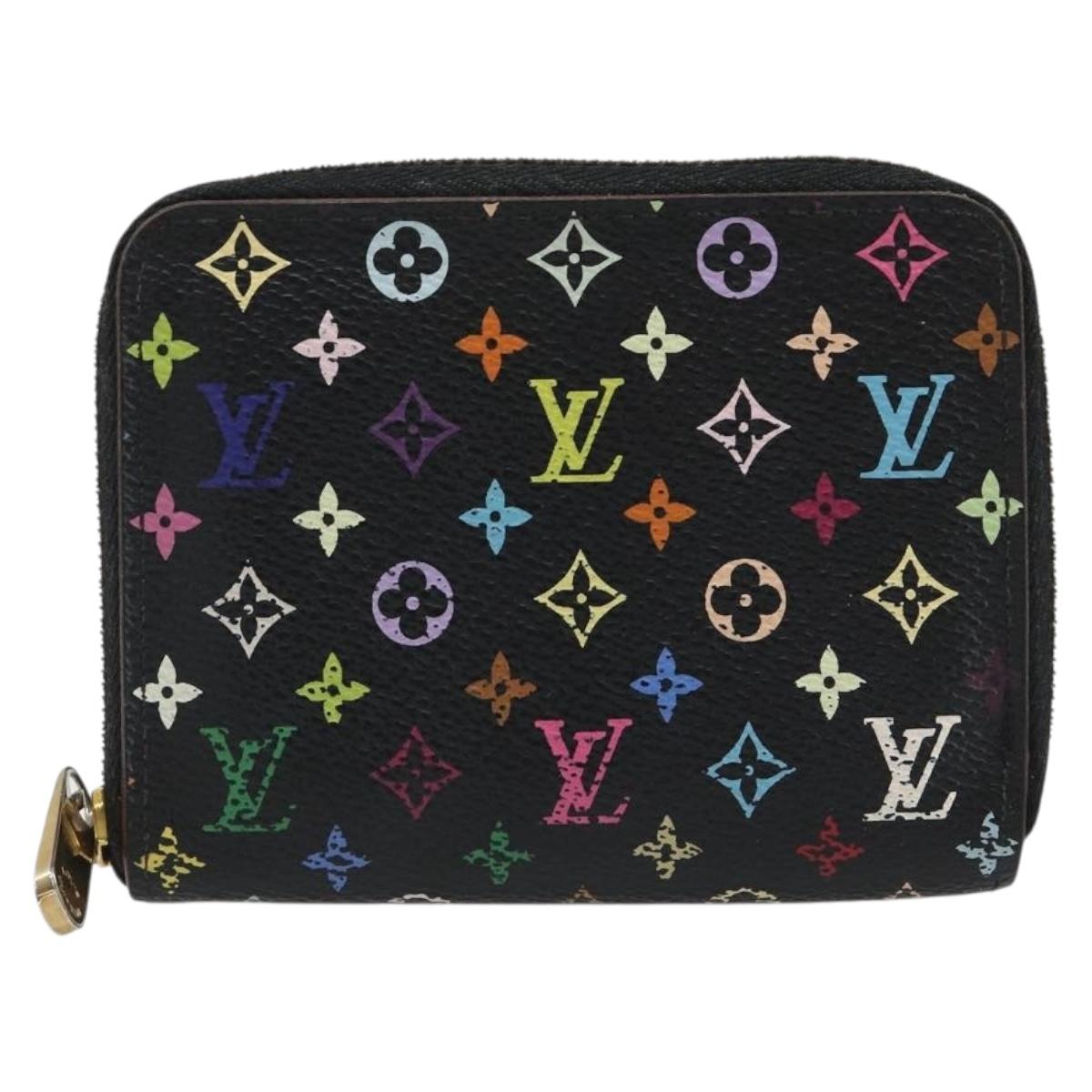 LOUIS VUITTON Multicolor Zippy Coin Purse Black M93740 LV Auth 188528A