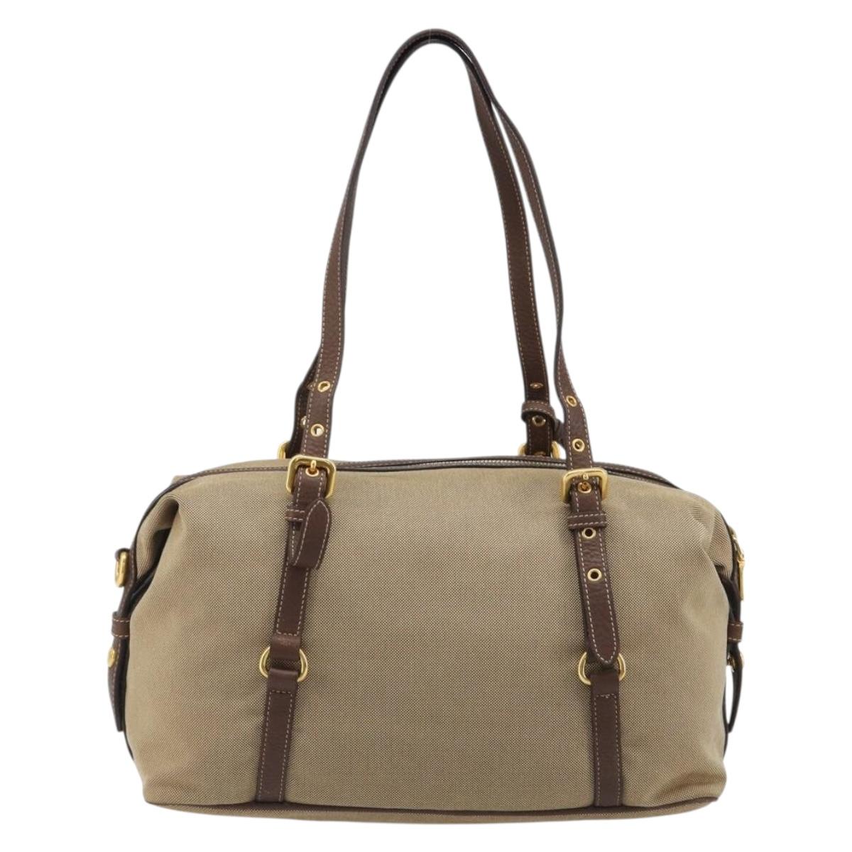 PRADA Shoulder Bag Shoulder Bag Canvas Beige Auth 188534SAV