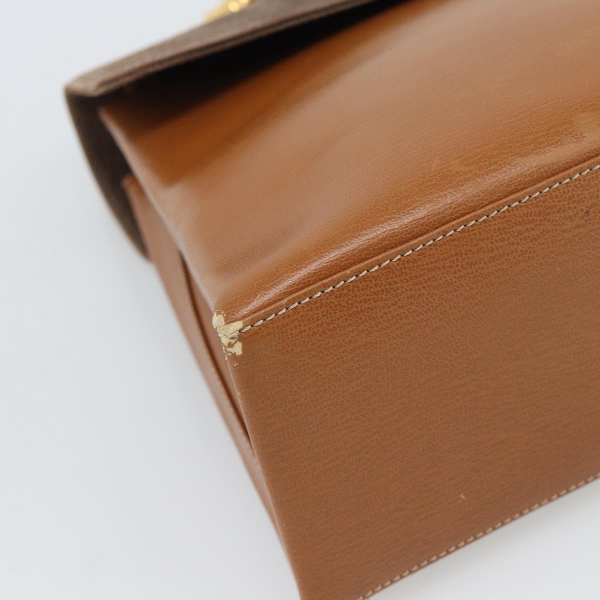 LOEWE Velazquez Hand Bag Leather Brown Gold Auth 188539