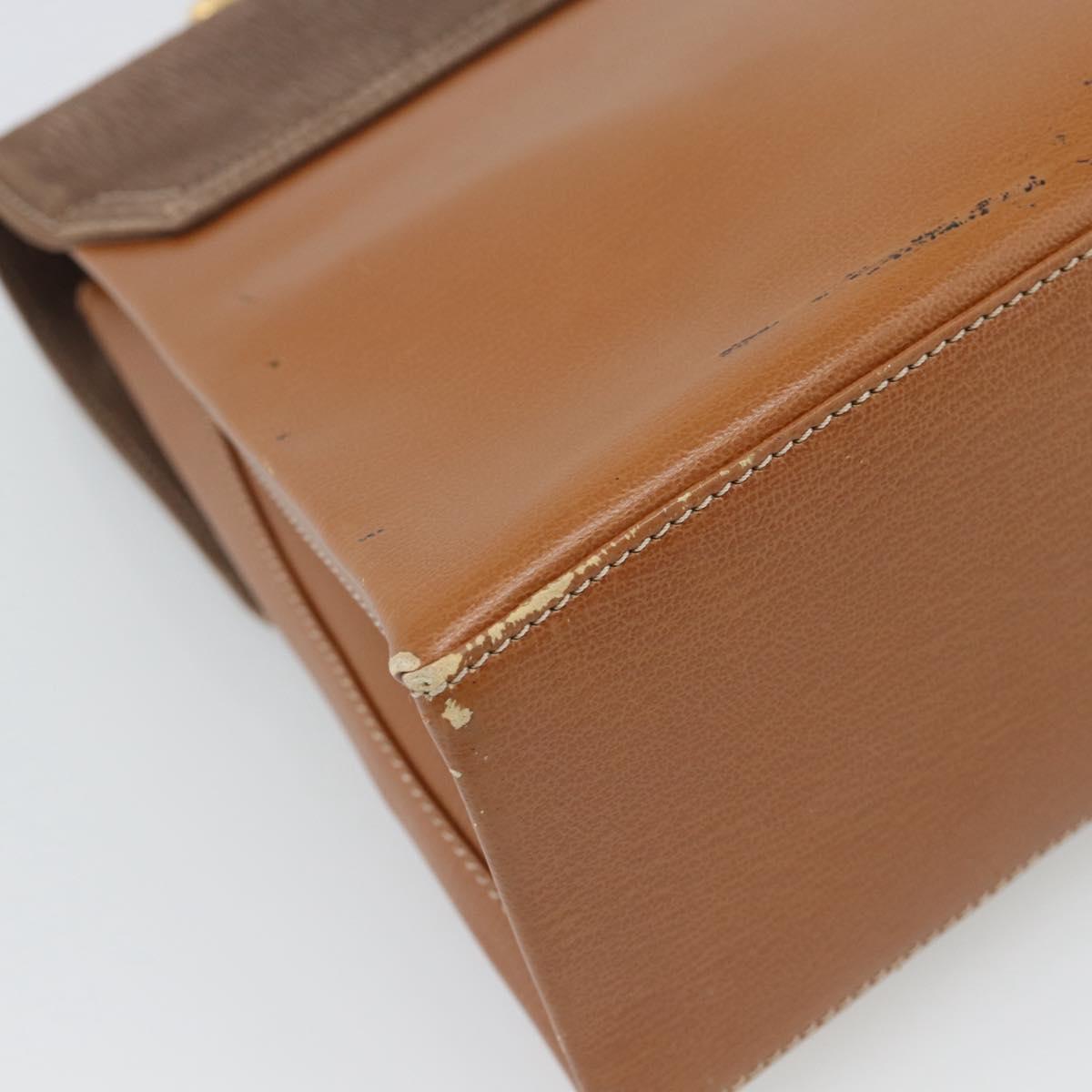 LOEWE Velazquez Hand Bag Leather Brown Gold Auth 188539