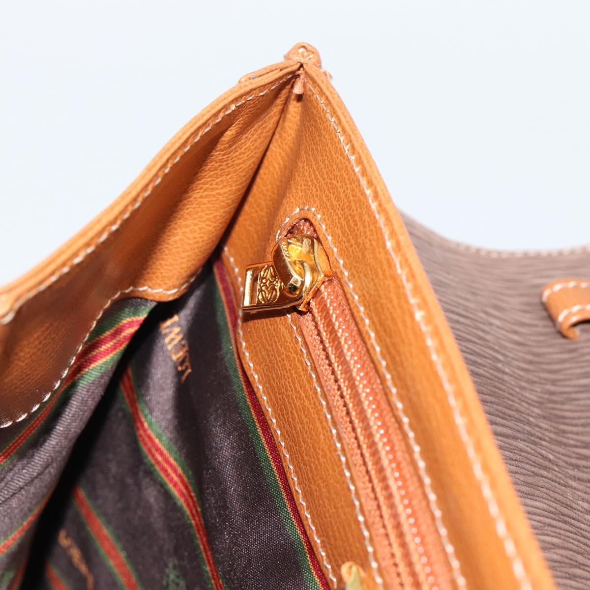 LOEWE Velazquez Hand Bag Leather Brown Gold Auth 188539